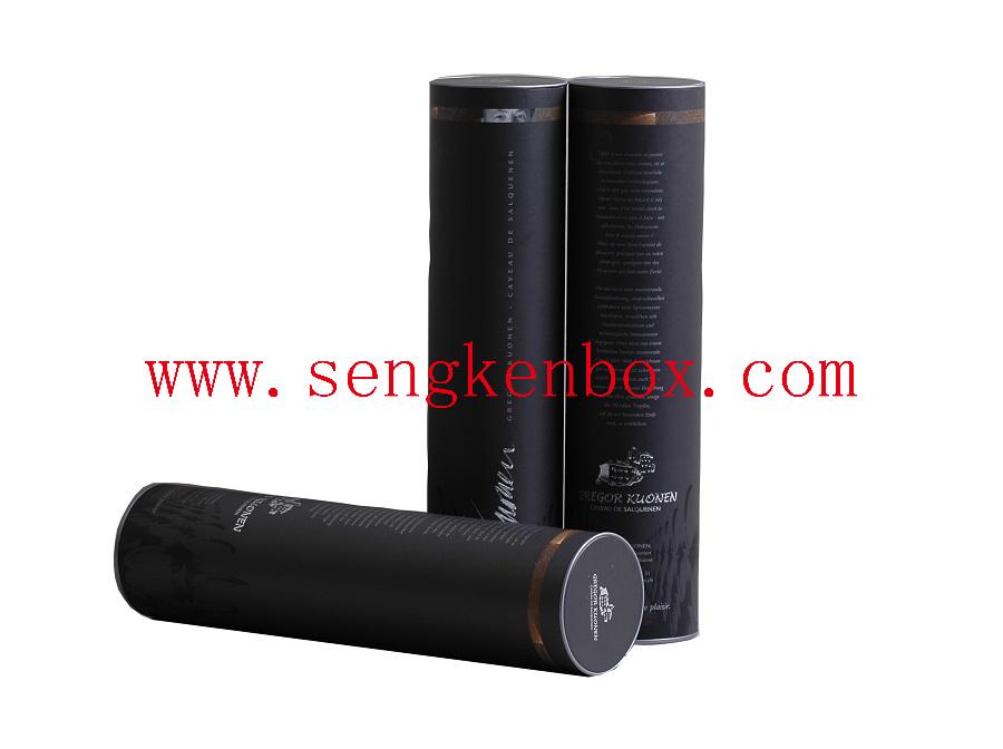 Round Wine Packaging Tube Box with Inserted Cardboard Metal Lid