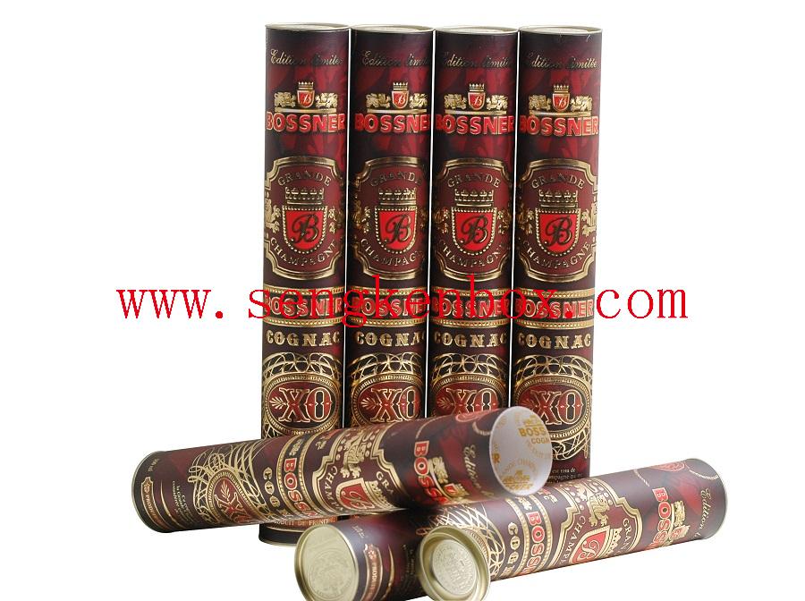 Liquor Spirits Packaging Paper Tube Packaging with Tin Lid