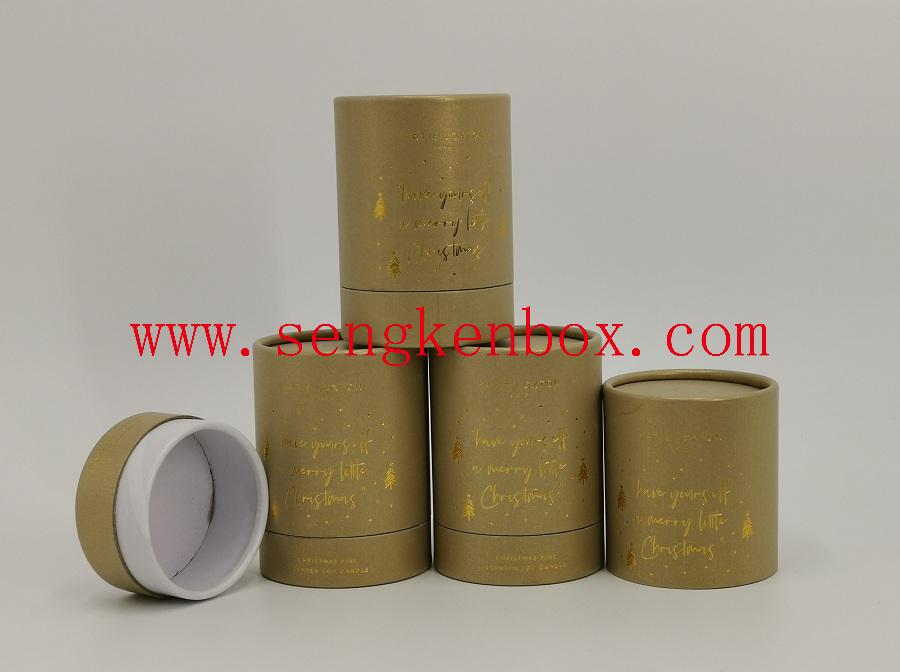 Cylinder Long Lid Candle Packaging Curled Edge Paper Cardboard Cans 