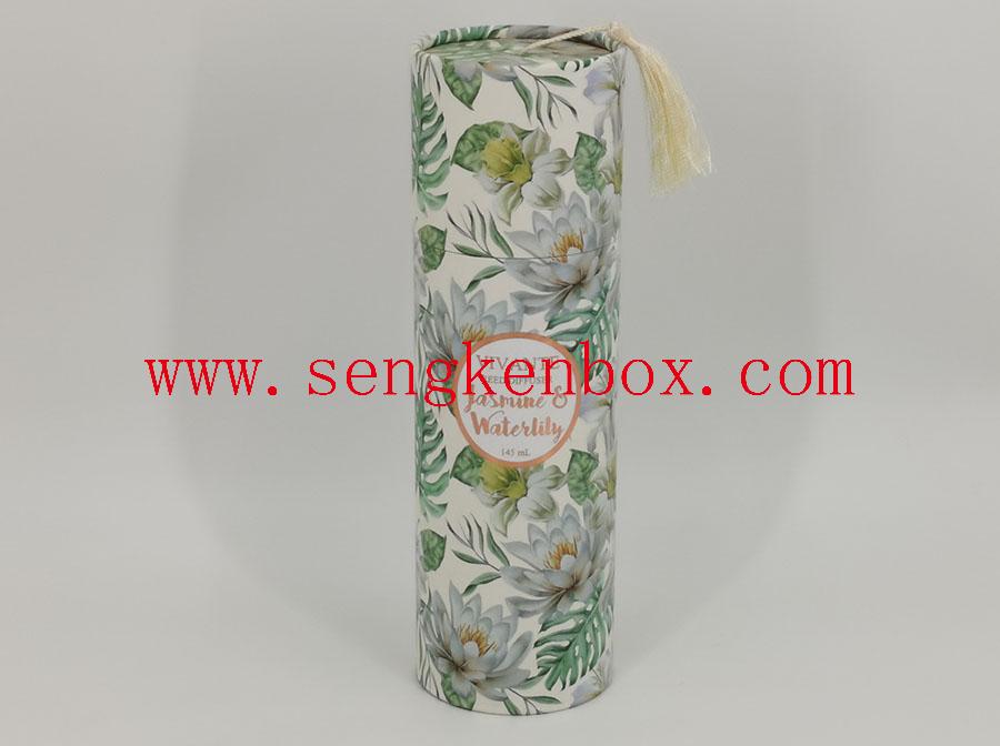 Colorful Cylinder Candle Packaging Curled Edge Paper Cardboard Cans