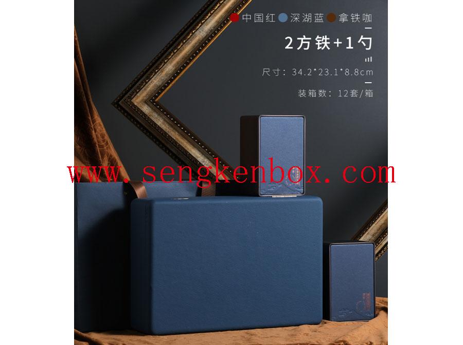 Platzieren Sie quadratische Eisen-Teeverpackungs-Lederbox