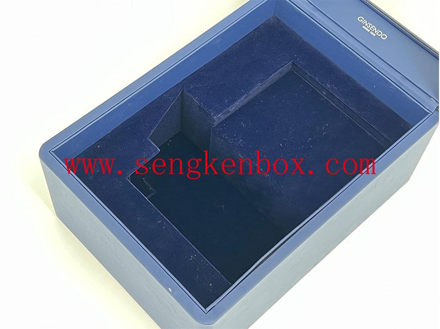 Clamshell-Geschenkbox aus dunkelblauem Leder