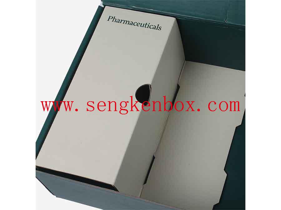 Dunkelgrüne Aufbewahrungsbox aus Papier für Medikamente