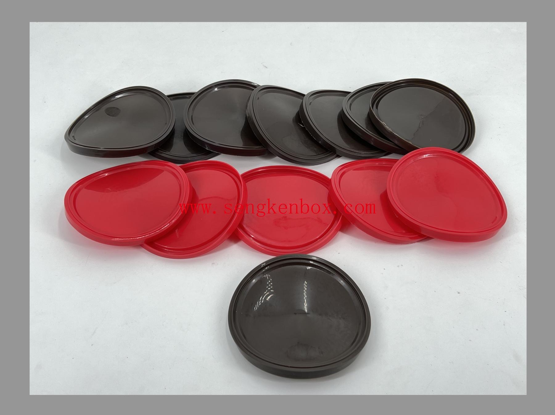 Rotbraune 99-mm-Kunststoffabdeckungen für die Verpackung von Verbundpapierdosen