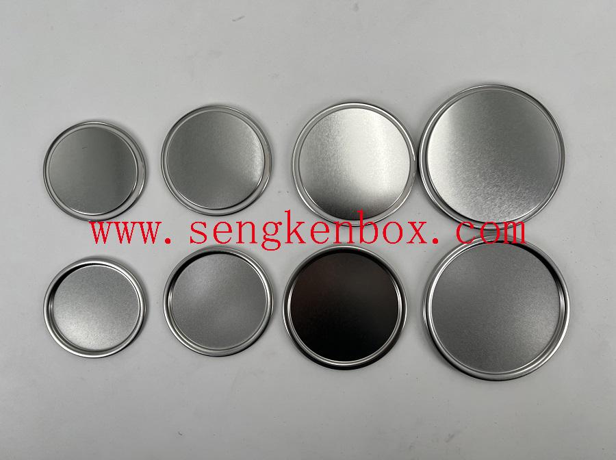 Silberne runde Weißblechdeckel aus Metall mit flachem Boden für Papierröhren