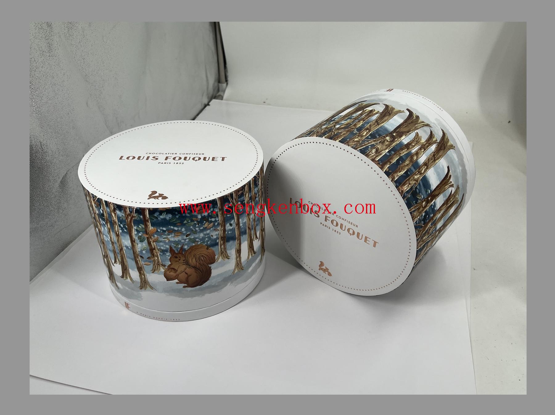 2 Stück runde Geschenkbox für Schokoladenverpackung mit Papiereinlage