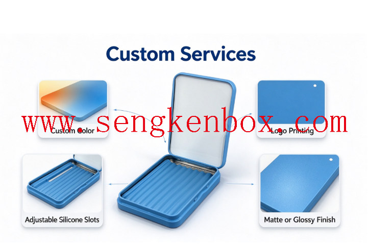 Shockproof silicone lined metal tin box