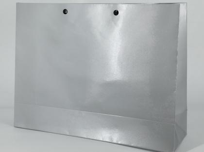 Silver Luster Bag With Black Cloth Handle