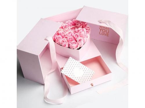 Cake Flowers Surprise Heart Shape Gift Box
