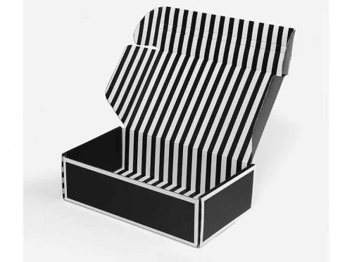 Black White Stripes Custom Logo Box