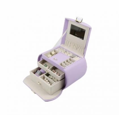 OEM und ODM PU Leather Portable Jewelry Case with Handle for Rings Necklaces Storage zu verkaufen